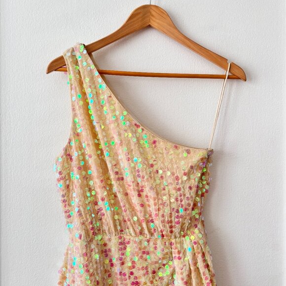 Saylor Kyrie Sequin One Shoulder Mini Dress in Blush - Picture 7 of 10
